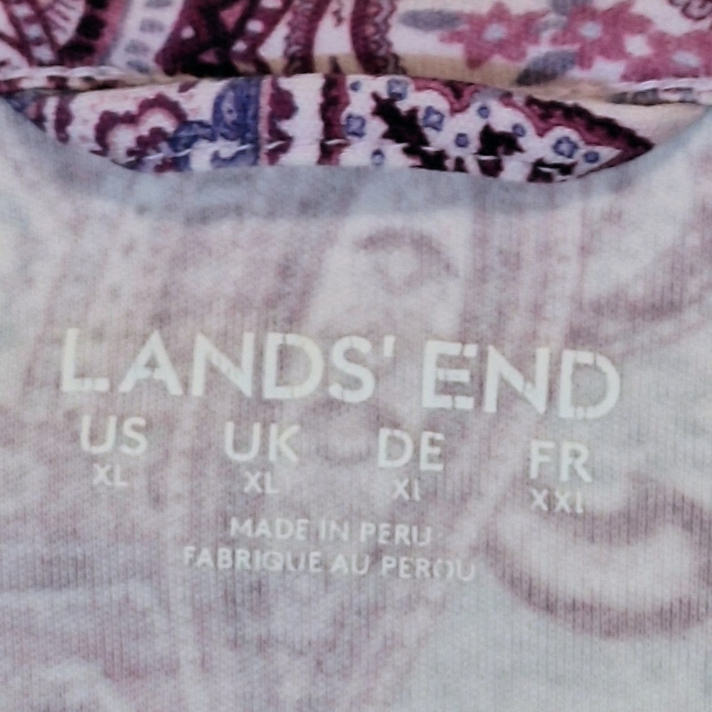 Lands' End Cotton Paisley Night Gown Long Sleeve Size XL Purple Pink - Picture 2 of 9